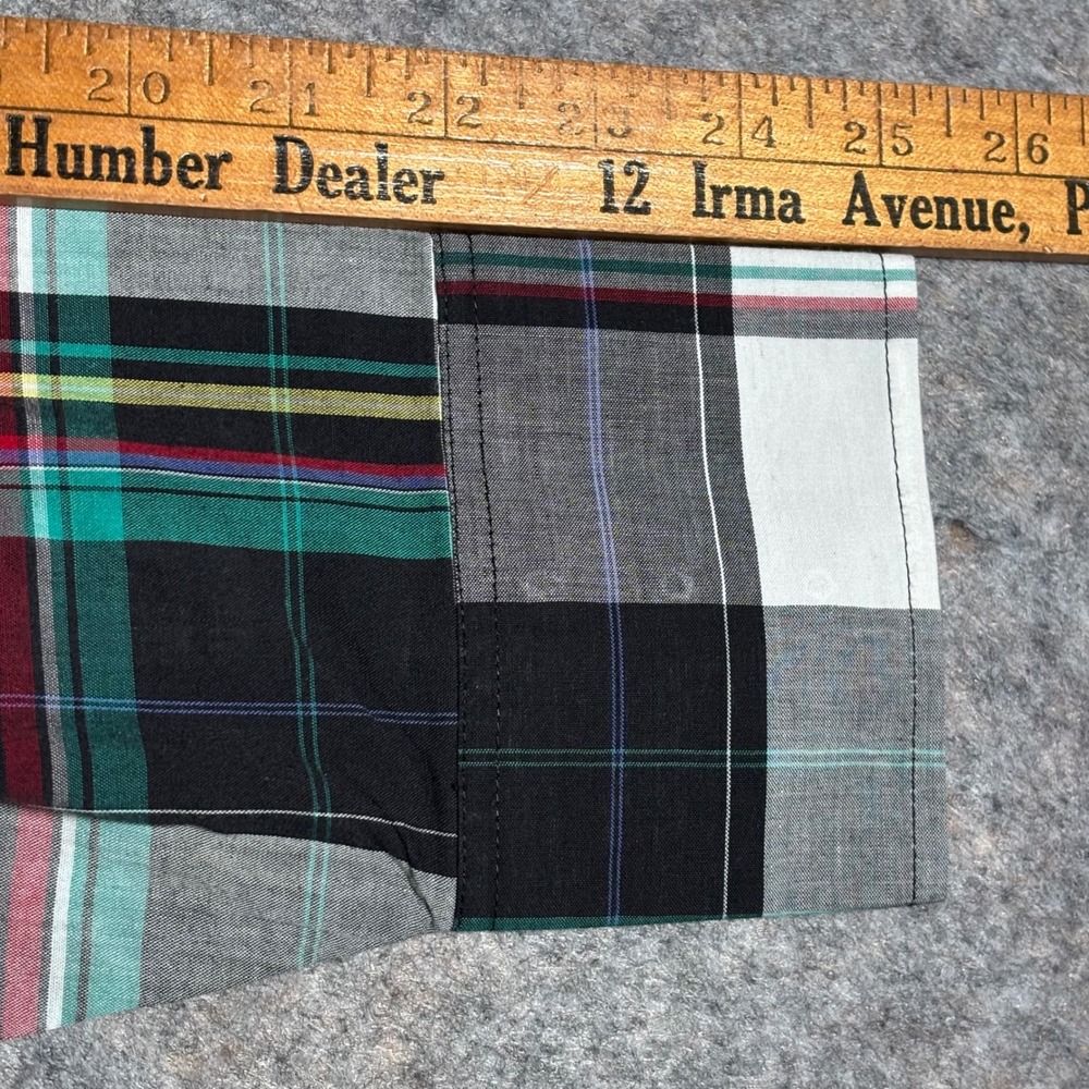 VTG Ely Cattleman Western Shirt Mens L Multi Color Teal Plaid Pearl Snap‎ Cowboy - Picture 7 of 11